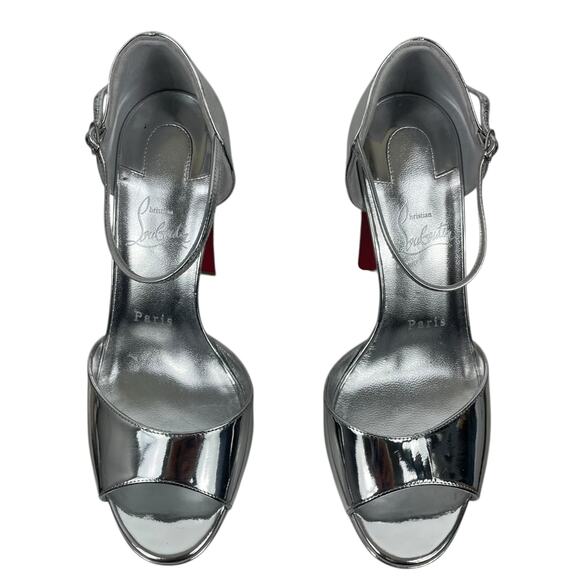 Christian Louboutin Sandaloo 130 Mirrored Platform Sandal Silve Size 38 - Picture 6 of 14